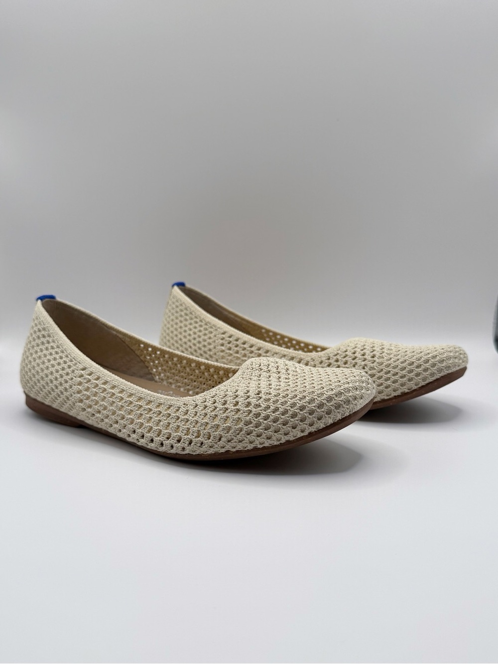 Rothy's The Max Square Off White Mesh Ballet Flats Ivory Perforated Knit Shoes 8 - Picture 2 of 14